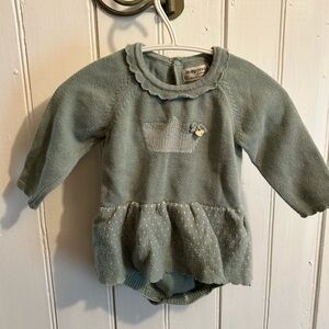 Mayoral 2/4m sage green Green crown knit Long sleeve Baby skirted Romper dress